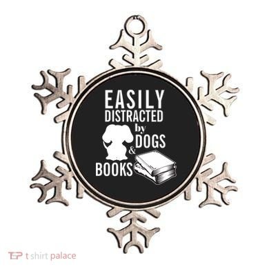Library Themed Easily Distracted By Books And Dogs Gift Ornament