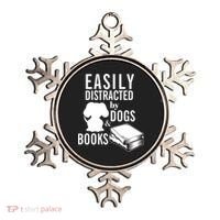 Library Themed Easily Distracted By Books And Dogs Gift Ornament thumb 0