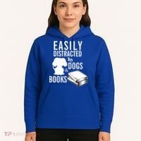 Library Themed Easily Distracted By Books And Dogs Gift Hoodie thumb 5