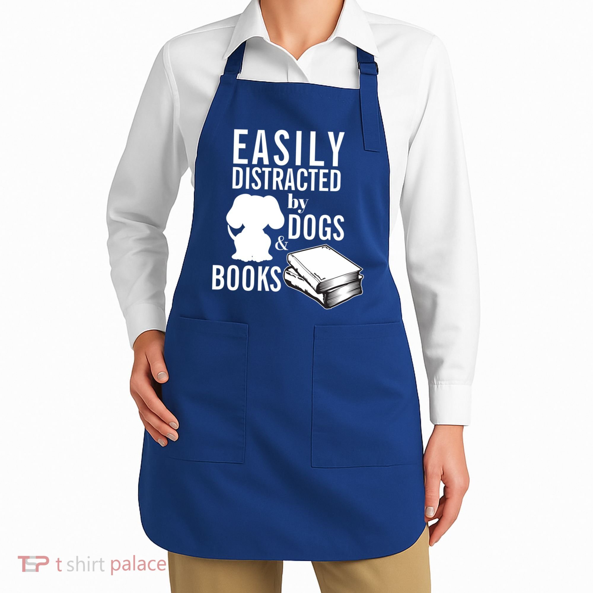 Library Themed Easily Distracted By Books And Dogs Gift Apron