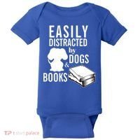Library Themed Easily Distracted By Books And Dogs Gift Baby Bodysuit thumb 0