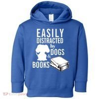 Library Themed Easily Distracted By Books And Dogs Gift Toddler Hoodie thumb 0