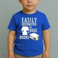 Library Themed Easily Distracted By Books And Dogs Gift Toddler T-Shirt thumb 2