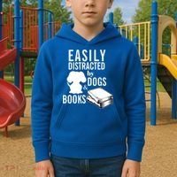 Library Themed Easily Distracted By Books And Dogs Gift Kids Hoodie thumb 2