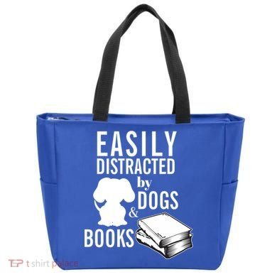 Library Themed Easily Distracted By Books And Dogs Gift Tote Bag