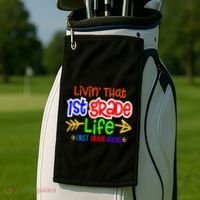 Livin That First Grade Life First Grade Rocks 1St Grade Gift Golf Towel thumb 2