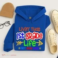 Livin That First Grade Life First Grade Rocks 1St Grade Gift Hoodie thumb 4