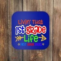 Livin That First Grade Life First Grade Rocks 1St Grade Gift Coaster thumb 0