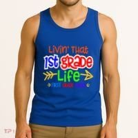 Livin That First Grade Life First Grade Rocks 1St Grade Gift Tank Top thumb 3