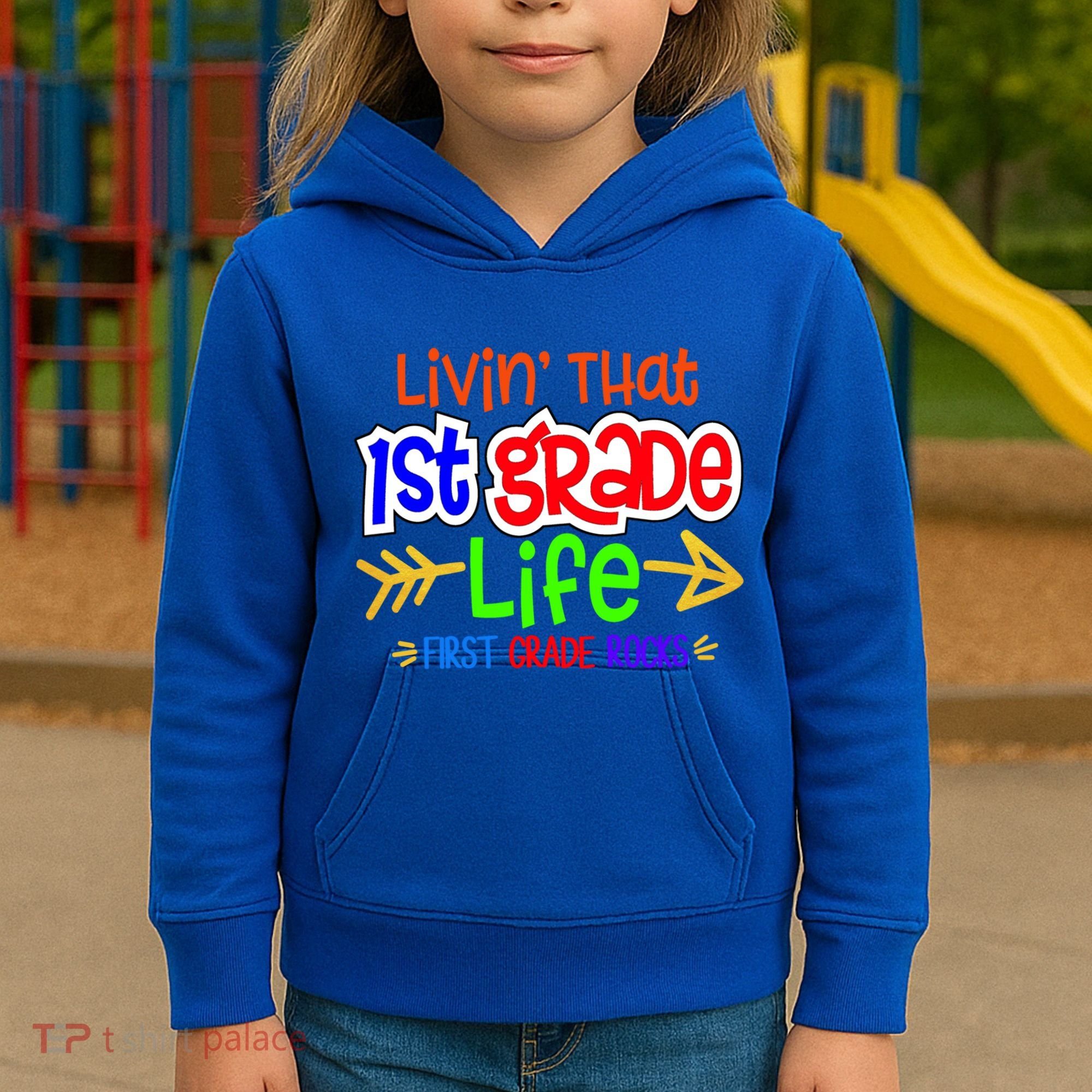 Livin That First Grade Life First Grade Rocks 1St Grade Gift Kids Hoodie