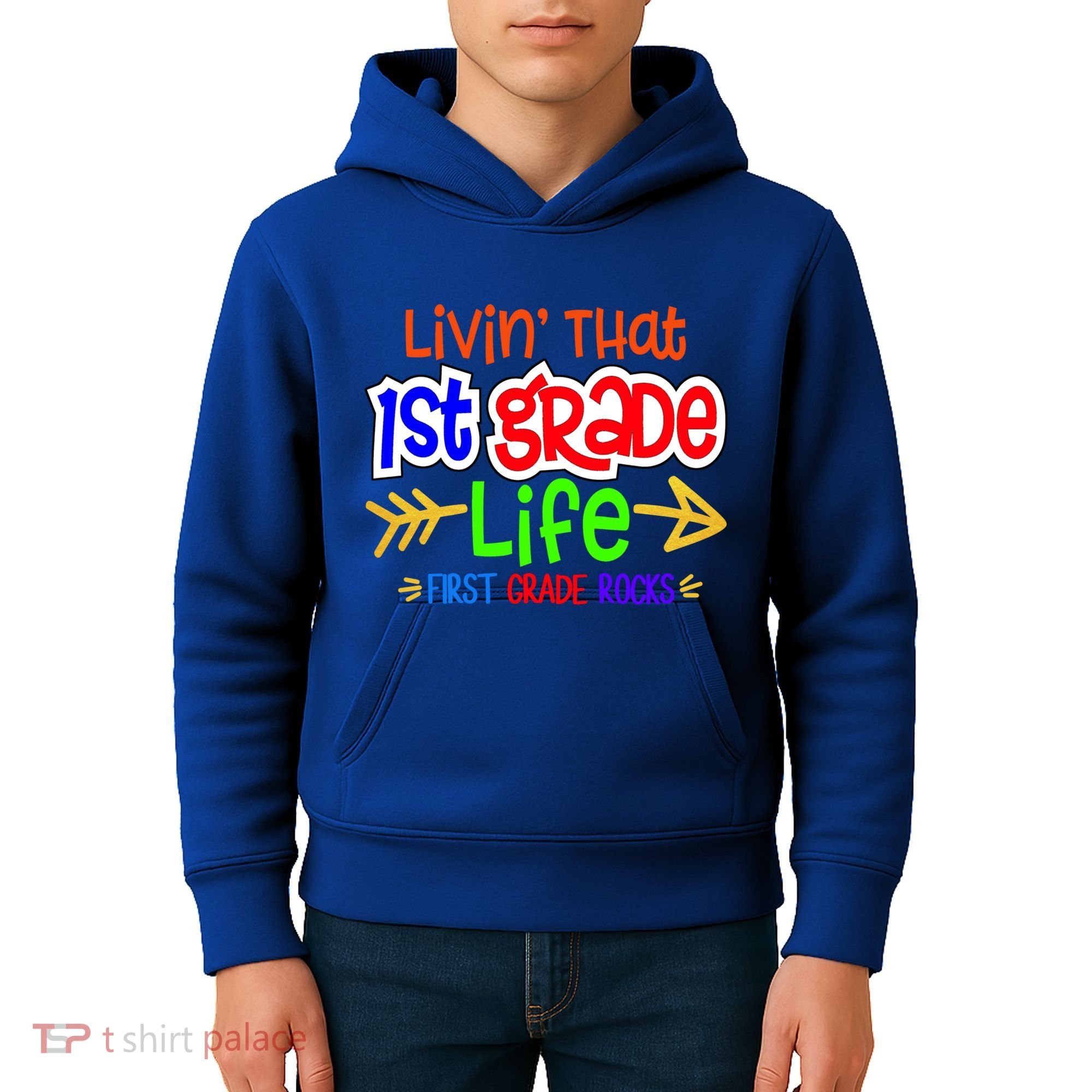 Livin That First Grade Life First Grade Rocks 1St Grade Gift Kids Hoodie