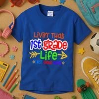 Livin That First Grade Life First Grade Rocks 1St Grade Gift Kids T-Shirt thumb 3