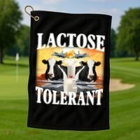 Lactose Tolerant Funny Cow Golf Towel thumb 1
