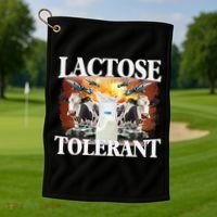 Lactose Tolerant Funny Trending Meme Golf Towel thumb 1