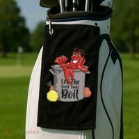 Let The Good Times Boil Funny Crawfish Boil Mardi Gras Cajun Golf Towel thumb 2