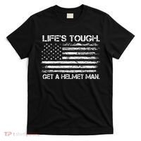 LifeS Tough Get A Helmet Man Vintage Usa Flag T-Shirt thumb 0