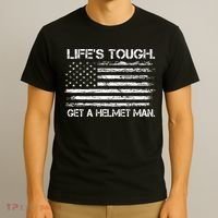 LifeS Tough Get A Helmet Man Vintage Usa Flag T-Shirt thumb 3