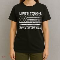 LifeS Tough Get A Helmet Man Vintage Usa Flag T-Shirt thumb 4