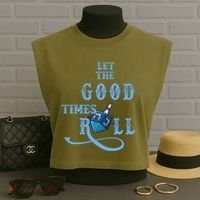 Let The Good Times Roll Raglan Hanukkah Garment-Dyed Women's Muscle Tee thumb 3