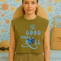 Let The Good Times Roll Raglan Hanukkah Garment-Dyed Women's Muscle Tee thumb 4