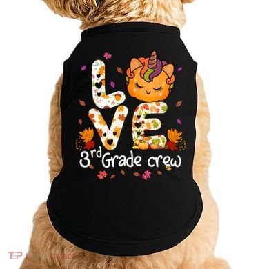 Love Third Grade Crew Unicorn Pumpkin Halloween Matching Great Gift Doggie Tank