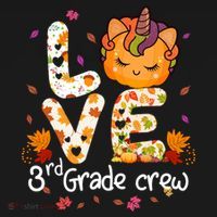 Love Third Grade Crew Unicorn Pumpkin Halloween Matching Great Gift USA-Made Doggie Bandana thumb 2