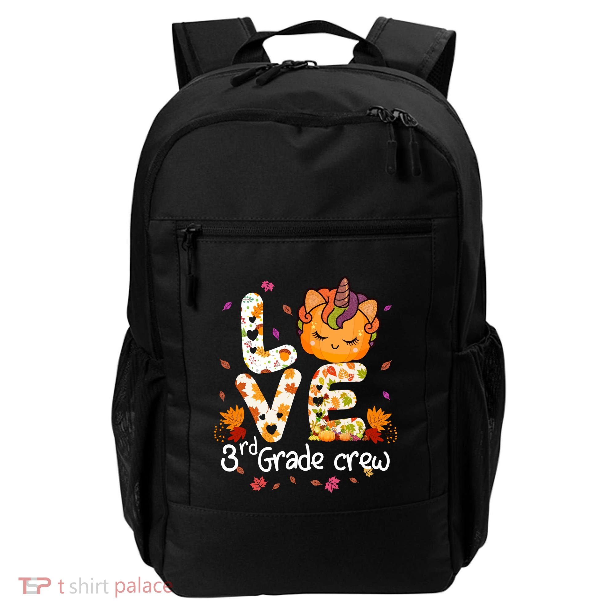 Love Third Grade Crew Unicorn Pumpkin Halloween Matching Great Gift Backpack