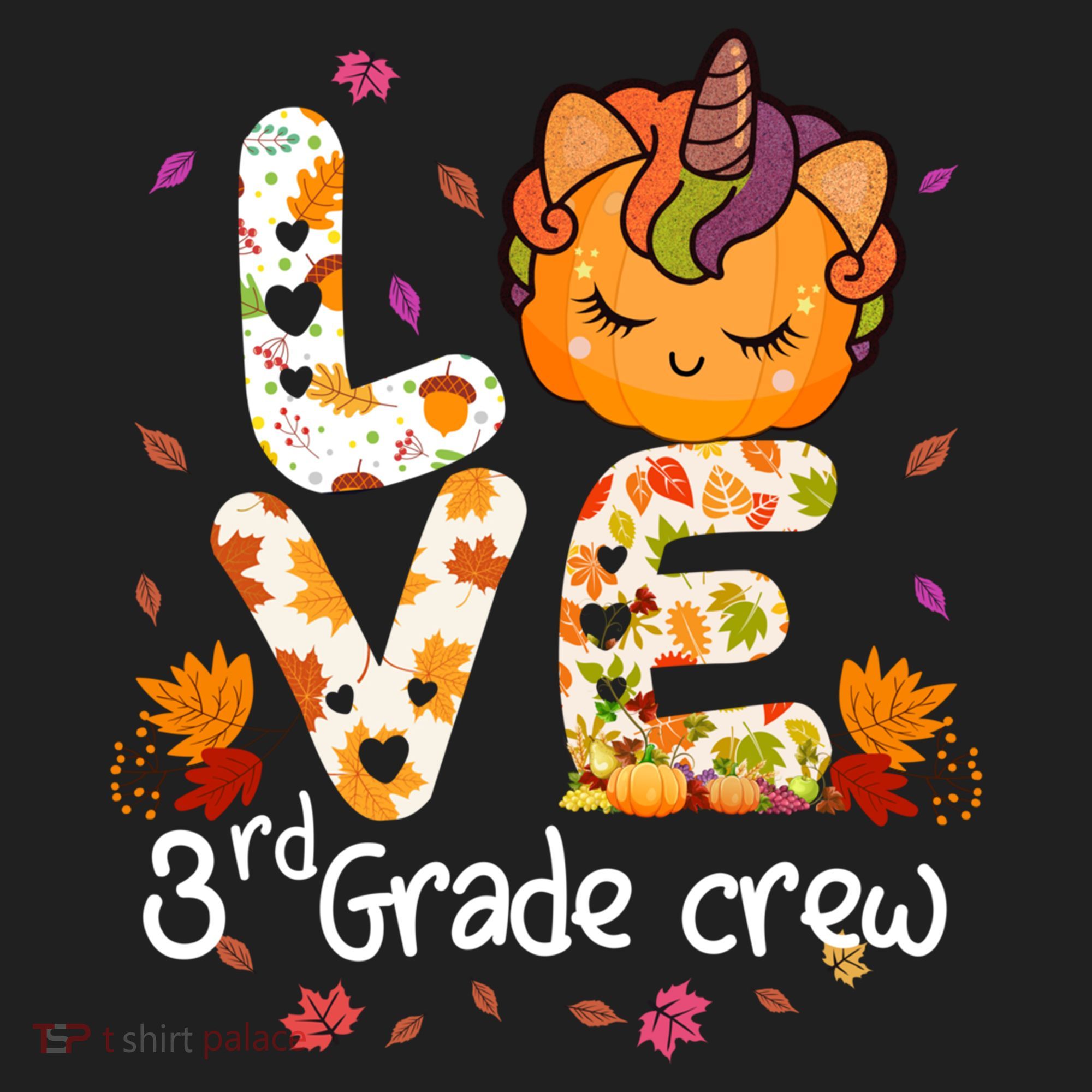 Love Third Grade Crew Unicorn Pumpkin Halloween Matching Great Gift Beanie