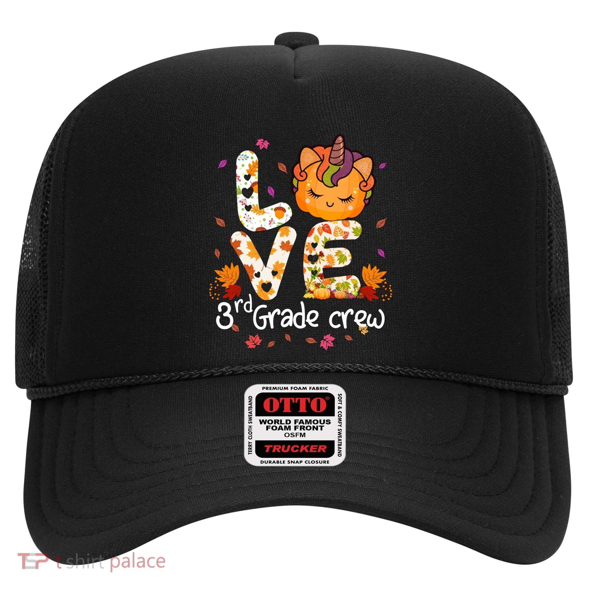 Love Third Grade Crew Unicorn Pumpkin Halloween Matching Great Gift Hat