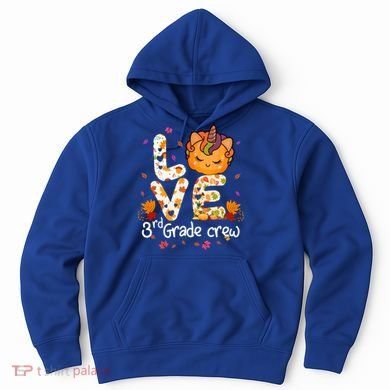 Love Third Grade Crew Unicorn Pumpkin Halloween Matching Great Gift Hoodie