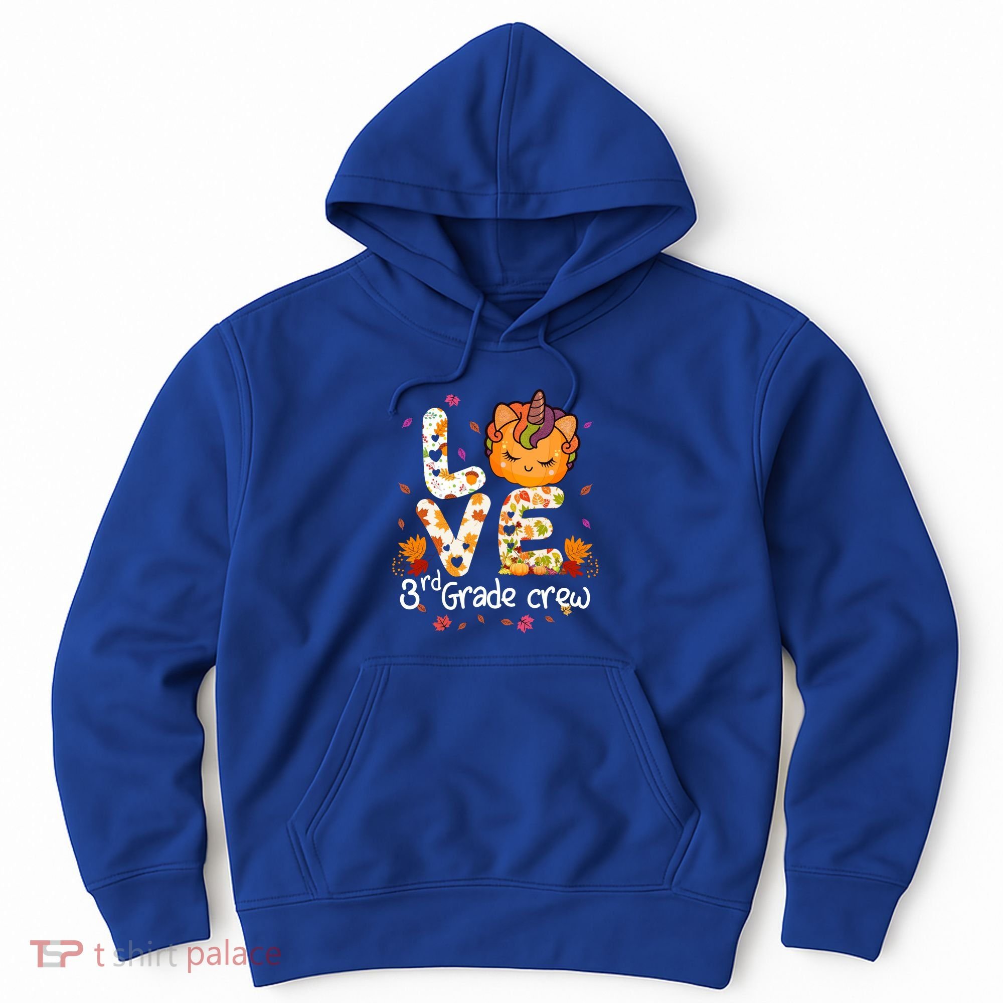 Love Third Grade Crew Unicorn Pumpkin Halloween Matching Great Gift Hoodie