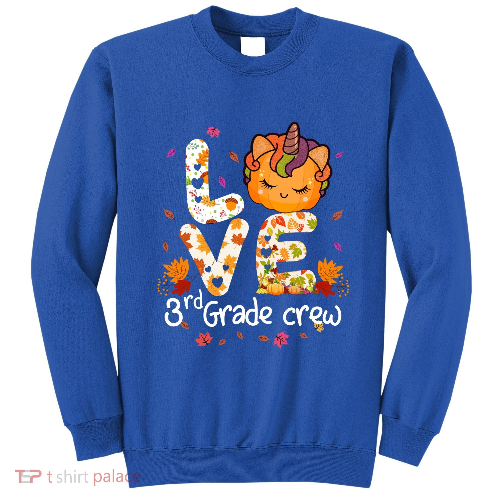 Love Third Grade Crew Unicorn Pumpkin Halloween Matching Great Gift Sweatshirt