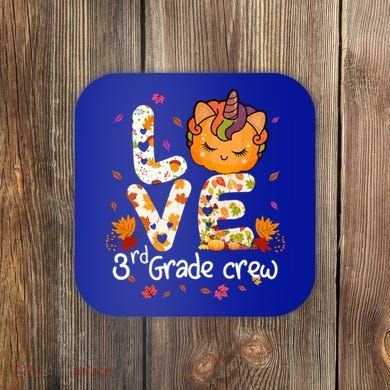 Love Third Grade Crew Unicorn Pumpkin Halloween Matching Great Gift Coaster