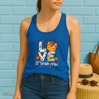 Love Third Grade Crew Unicorn Pumpkin Halloween Matching Great Gift Women's Tank Top thumb 2