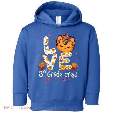 Love Third Grade Crew Unicorn Pumpkin Halloween Matching Great Gift Toddler Hoodie