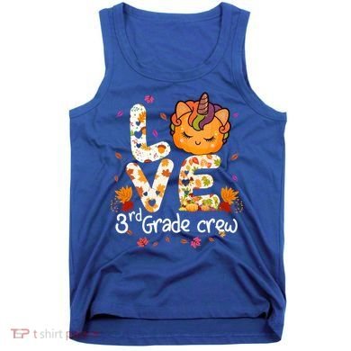 Love Third Grade Crew Unicorn Pumpkin Halloween Matching Great Gift Tank Top