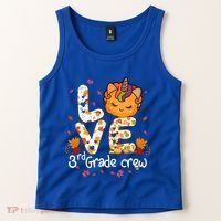 Love Third Grade Crew Unicorn Pumpkin Halloween Matching Great Gift Tank Top thumb 2