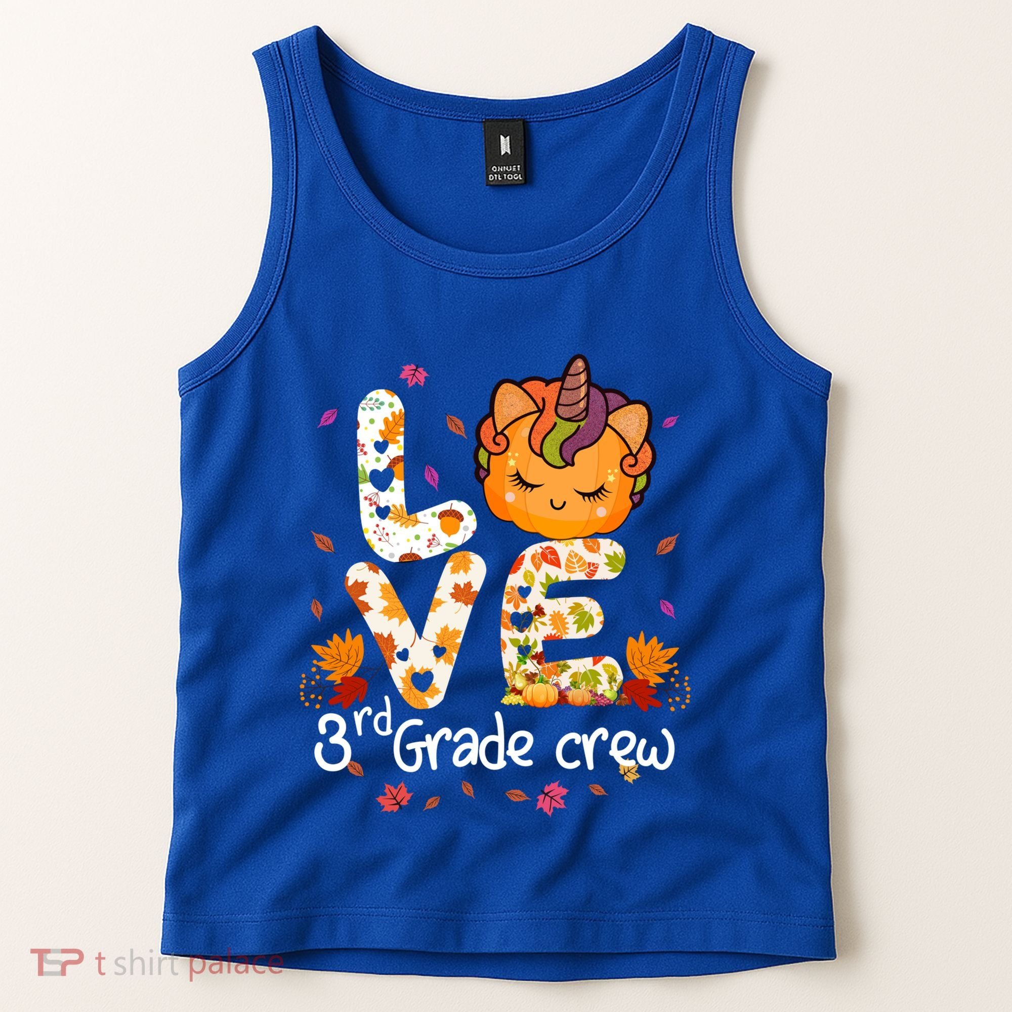 Love Third Grade Crew Unicorn Pumpkin Halloween Matching Great Gift Tank Top