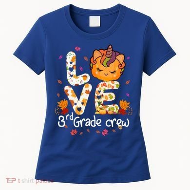 Love Third Grade Crew Unicorn Pumpkin Halloween Matching Great Gift Women's T-Shirt