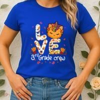 Love Third Grade Crew Unicorn Pumpkin Halloween Matching Great Gift Women's T-Shirt thumb 2