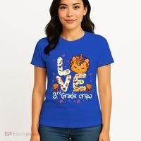 Love Third Grade Crew Unicorn Pumpkin Halloween Matching Great Gift Women's T-Shirt thumb 4