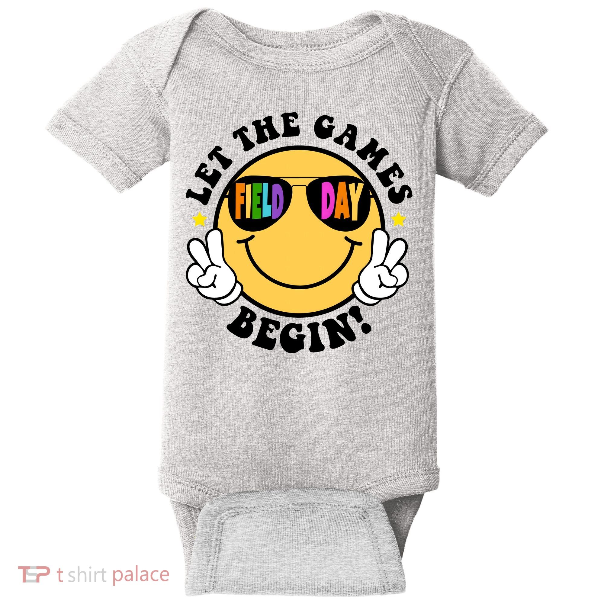 Let The Games Begin Field Day Smile Face Baby Bodysuit