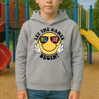 Let The Games Begin Field Day Smile Face Kids Hoodie thumb 2