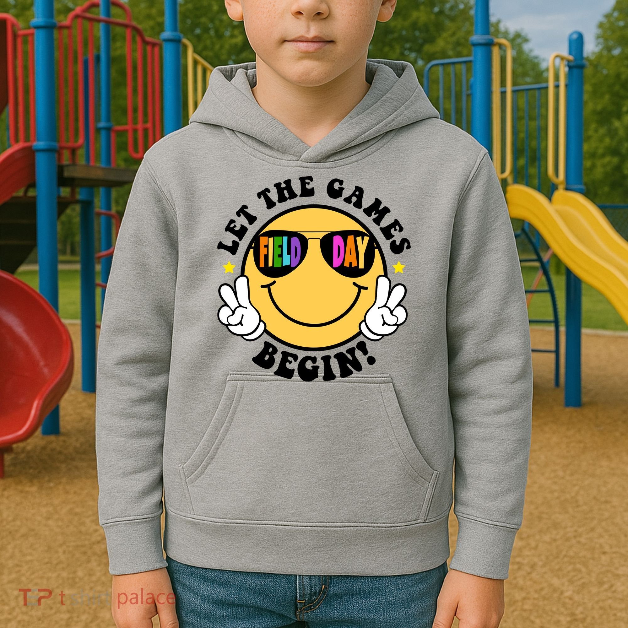 Let The Games Begin Field Day Smile Face Kids Hoodie
