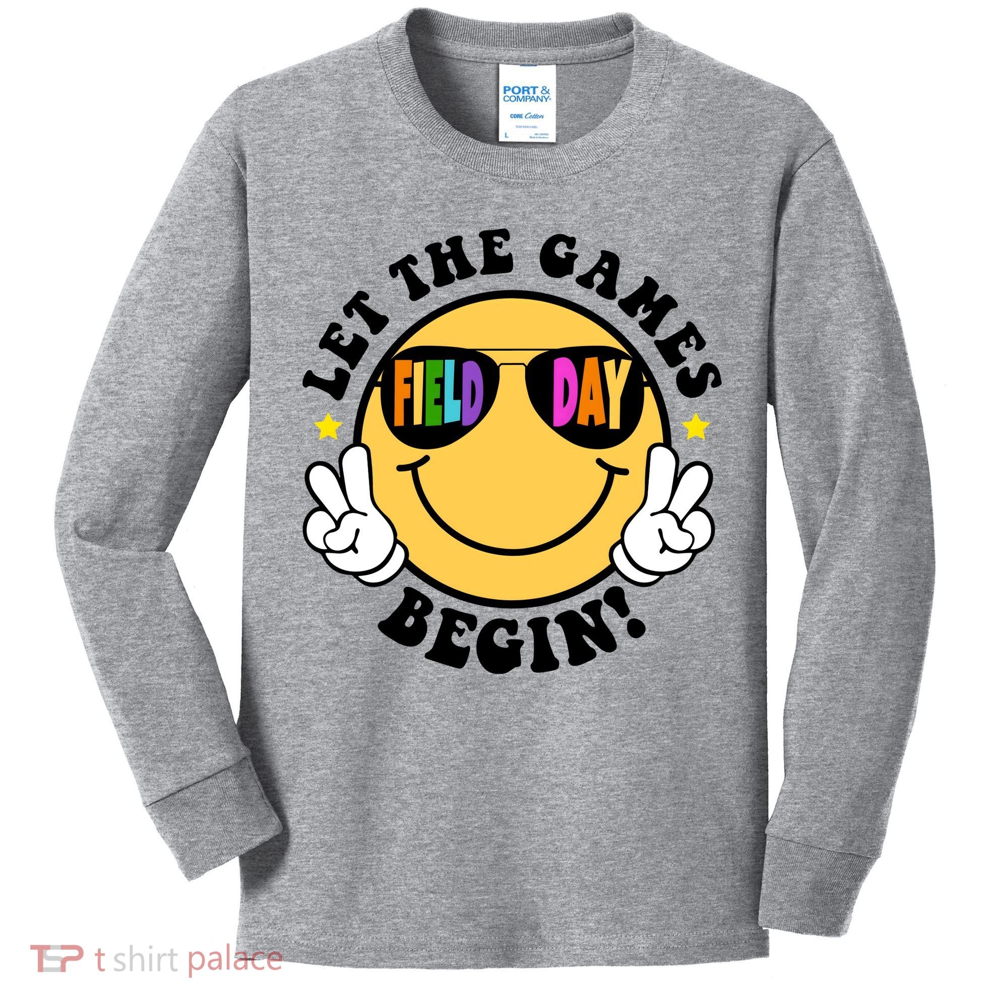 Let The Games Begin Field Day Smile Face Kids Long Sleeve Shirt