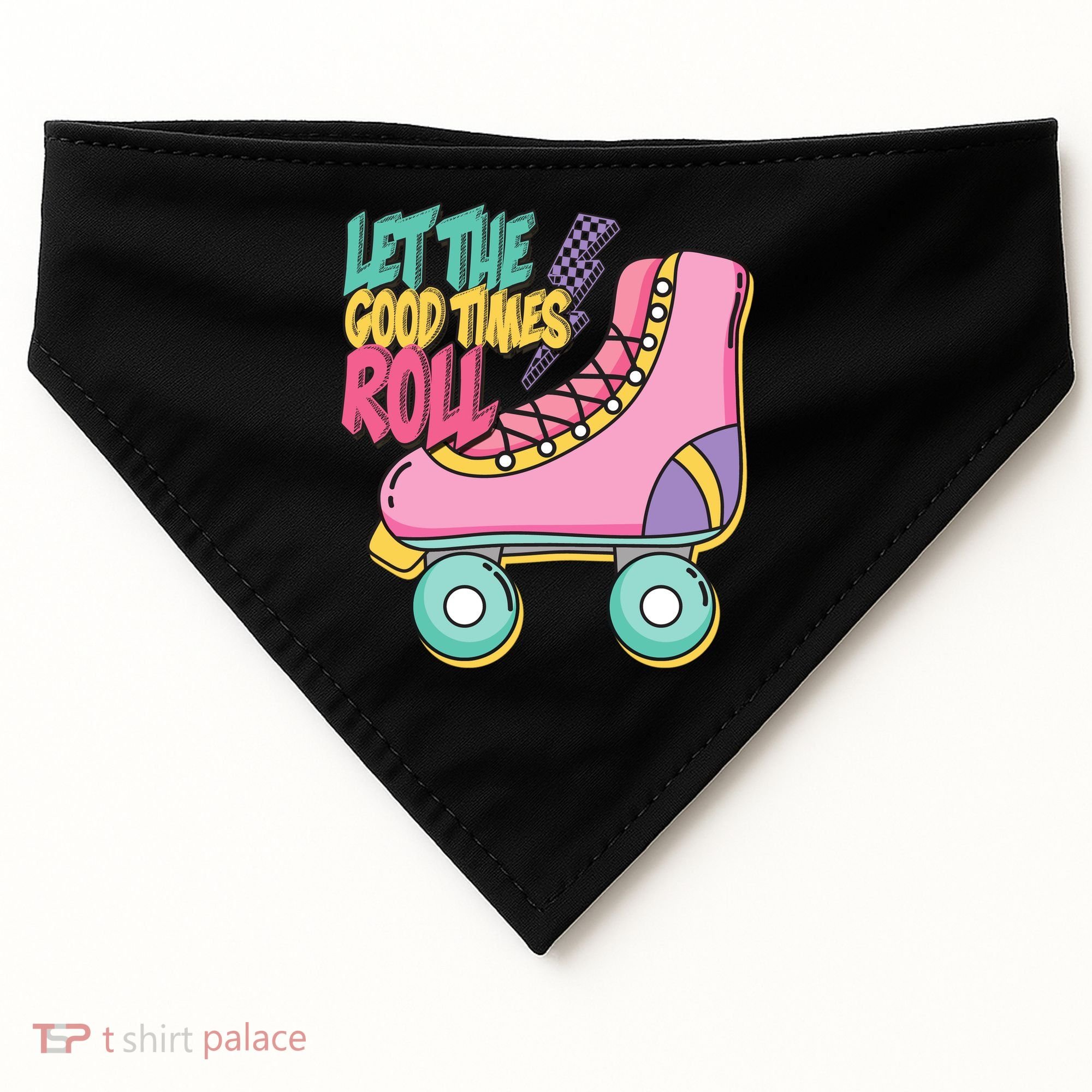 Let The Good Times Roll 80s Retro Roller Skate USA-Made Doggie Bandana