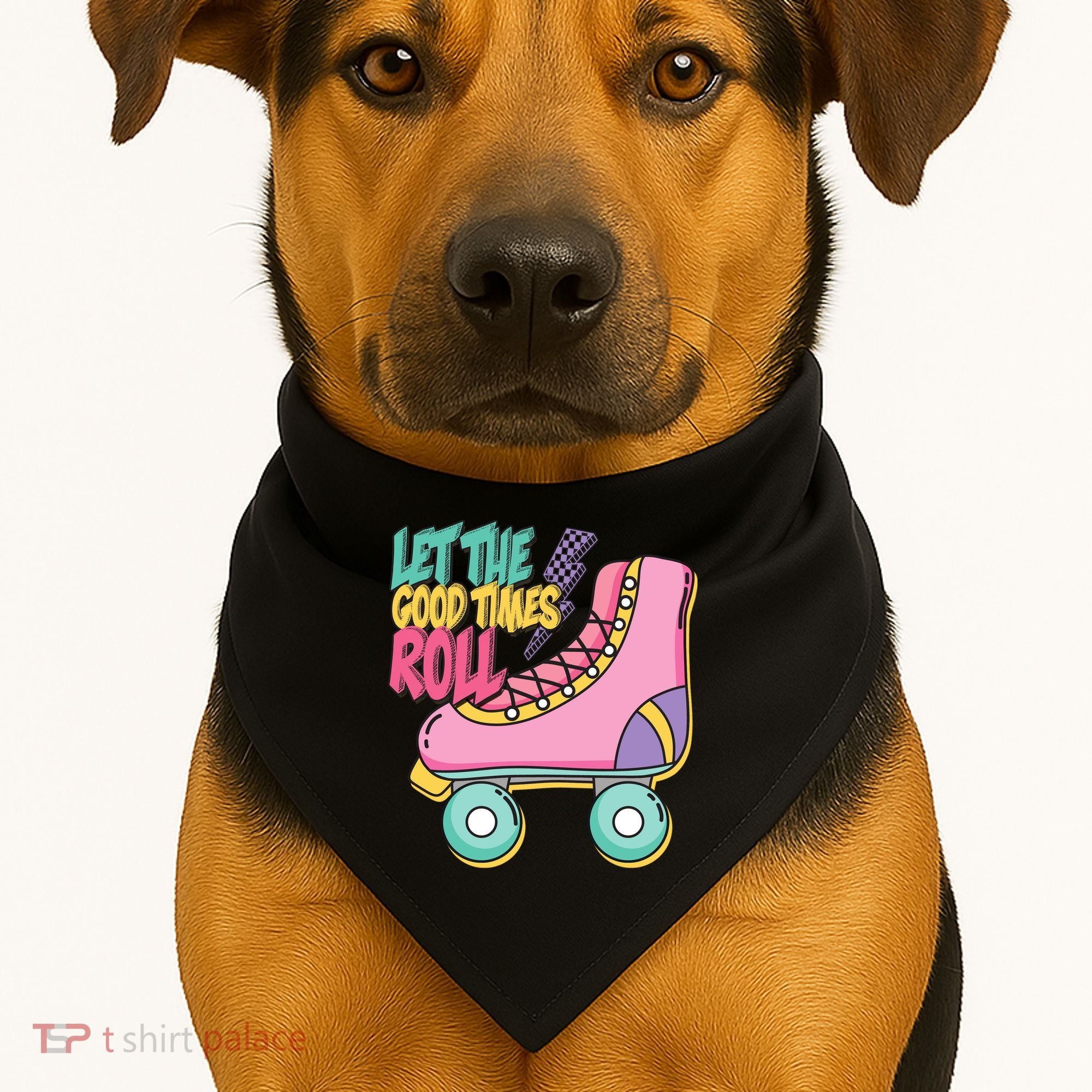 Let The Good Times Roll 80s Retro Roller Skate USA-Made Doggie Bandana