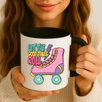 Let The Good Times Roll 80s Retro Roller Skate Coffee Mug thumb 3