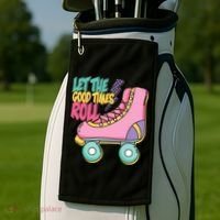 Let The Good Times Roll 80s Retro Roller Skate Golf Towel thumb 2