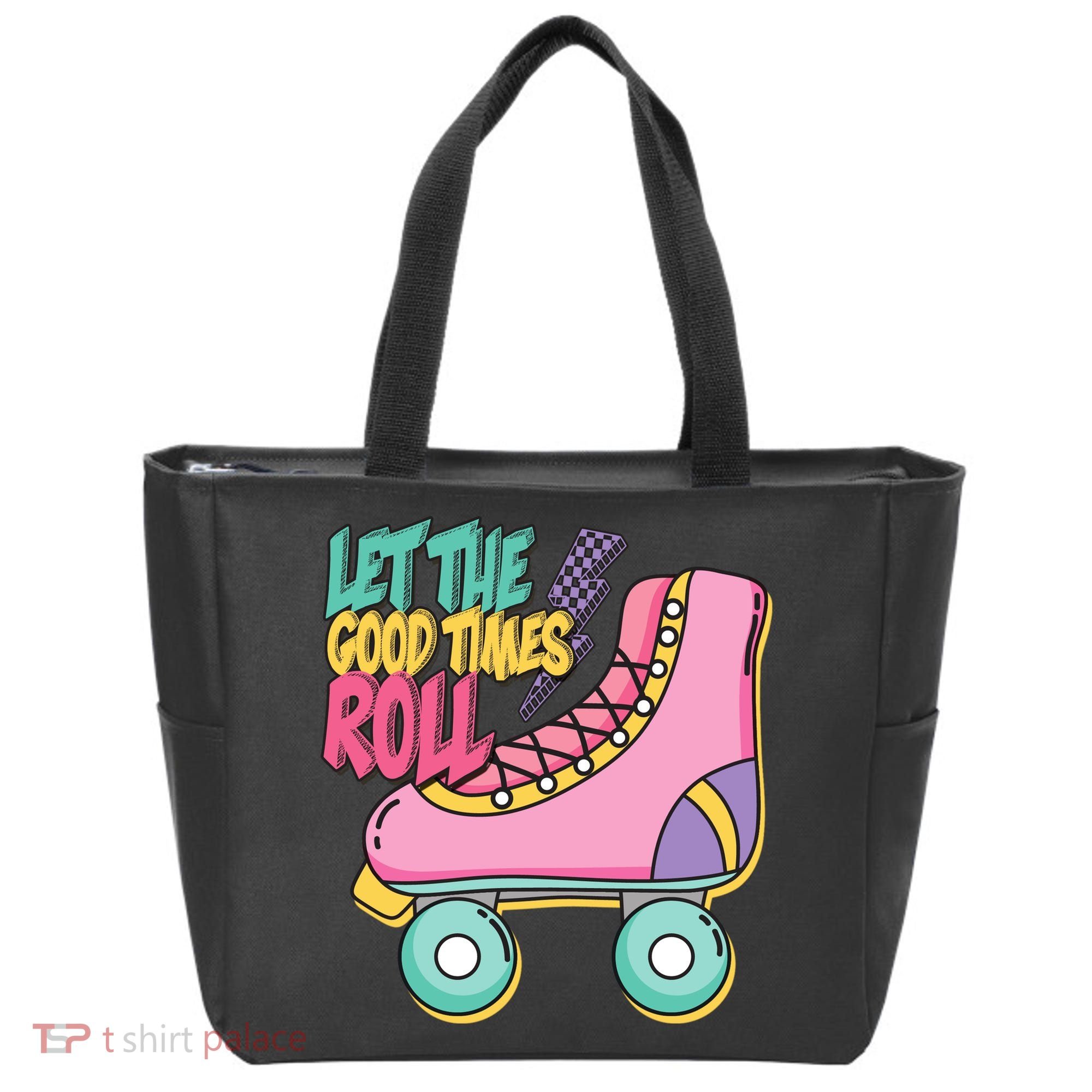 Let The Good Times Roll 80s Retro Roller Skate Tote Bag